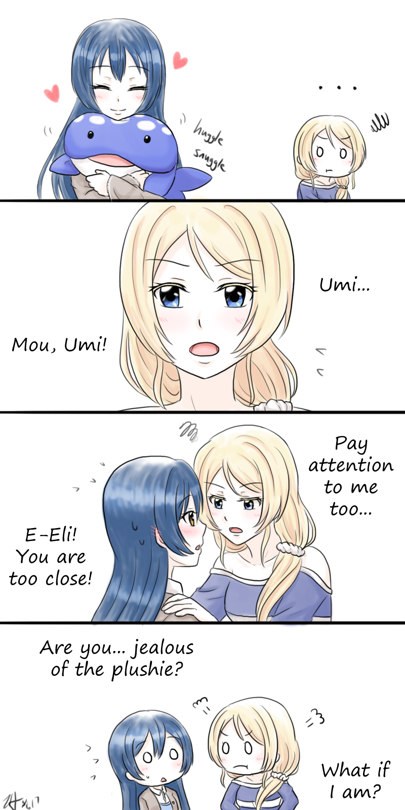 sonoda umi and ayase eli (love live! and 1 more) drawn by athyra