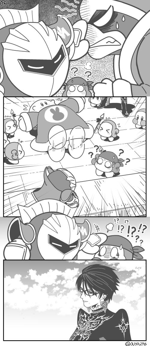 kirby, bayonetta, meta knight, waddle dee, king dedede, and 1 more (kirby and 3 more) drawn by ouya_(maboroshimori)