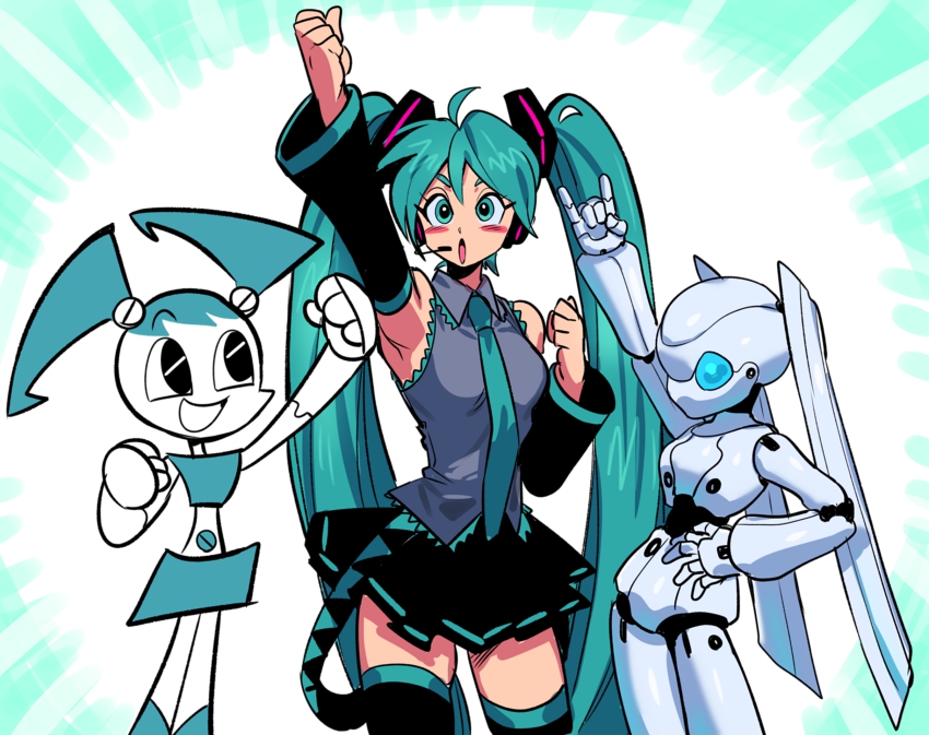 hatsune miku, jenny wakeman, and drossel von flugel (vocaloid and 2 more) drawn by nanika_(nnkgh)