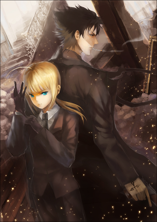artoria pendragon, saber, and emiya kiritsugu (fate and 1 more) drawn by shuiyituzi