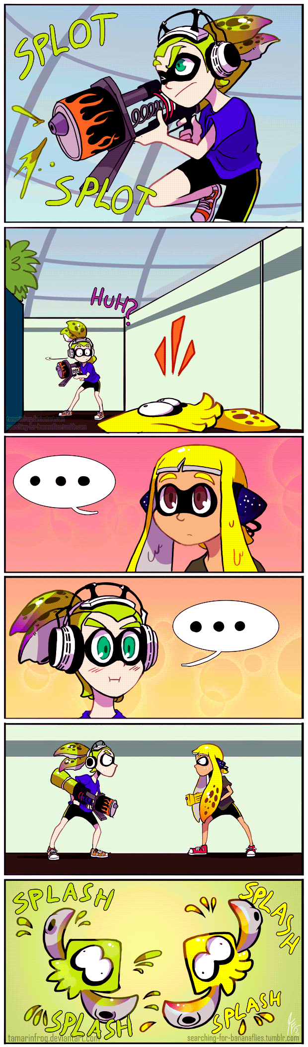 inkling player character, inkling girl, and inkling boy (splatoon and 1 more) drawn by tamarinfrog