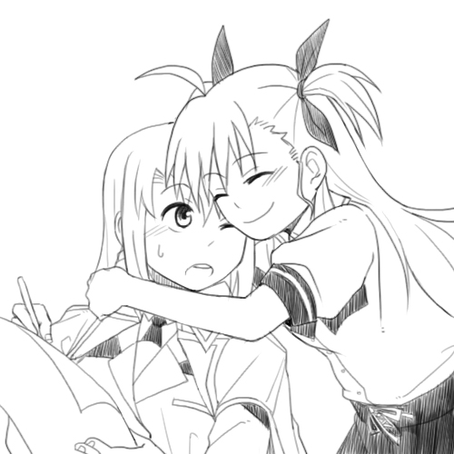 yagami hayate and vivio (lyrical nanoha and 1 more) drawn by danpaca