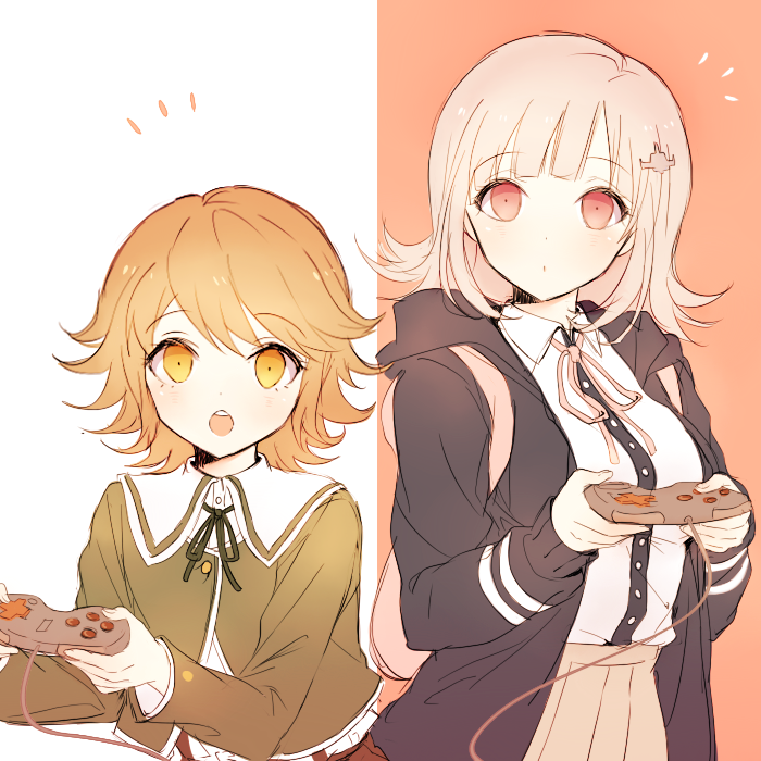 nanami chiaki and fujisaki chihiro (danganronpa and 3 more) drawn by mery_(yangmalgage)