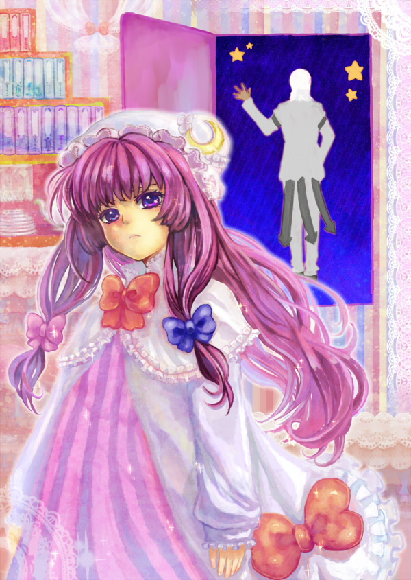 patchouli knowledge and magaki (touhou and 3 more) drawn by honchu