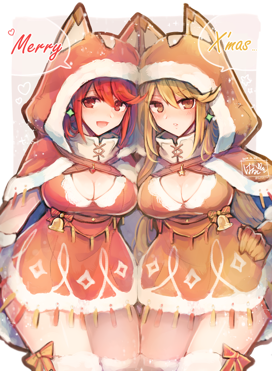 pyra and mythra (xenoblade chronicles and 1 more) drawn by haruto_yuki