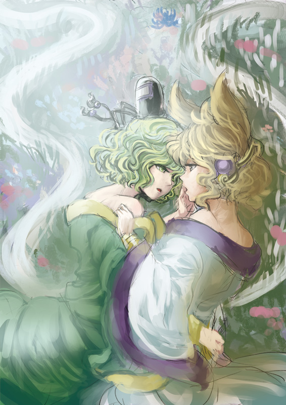 toyosatomimi no miko and soga no tojiko (touhou) drawn by kitayuki_kajika