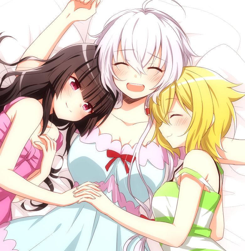 yukine chris, akatsuki kirika, and tsukuyomi shirabe (senki zesshou symphogear) drawn by lanlanlap