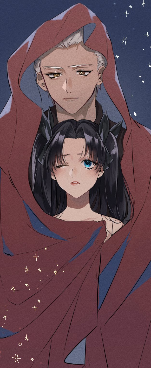 tohsaka rin and archer (fate and 1 more) drawn by shimatori_(sanyyyy)