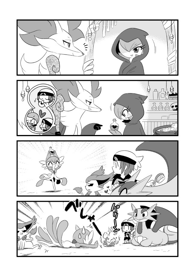 gardevoir, brendan, delphox, salamence, and delcatty (pokemon and 1 more) drawn by bano_akira