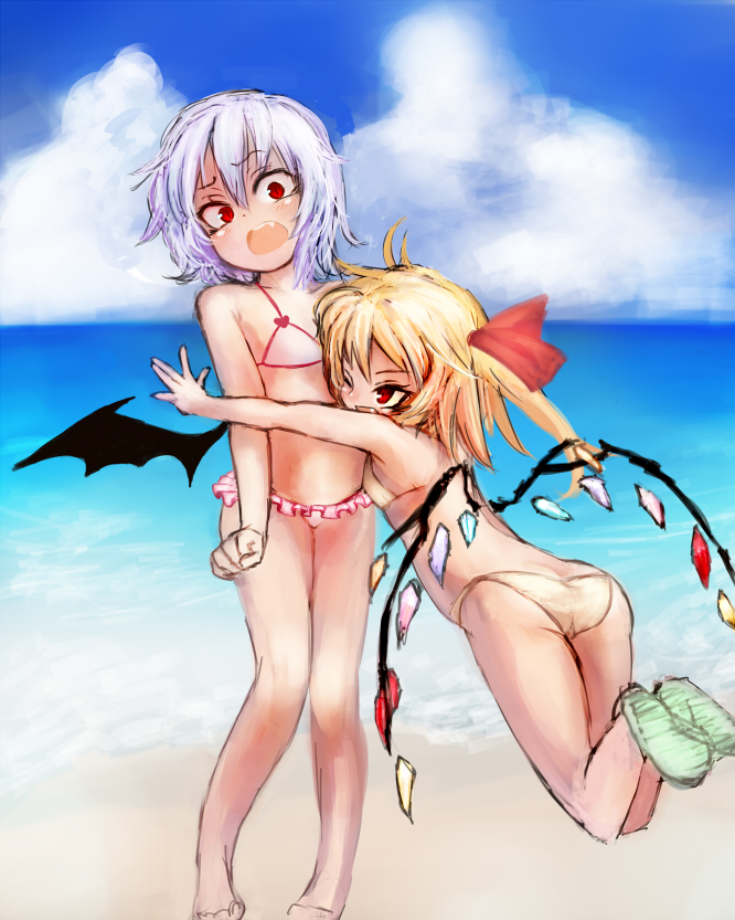 remilia scarlet and flandre scarlet (touhou) drawn by gobou_(gbu)