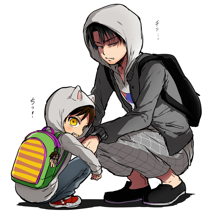eren yeager and levi (shingeki no kyojin) drawn by kl_(dgzonbi)