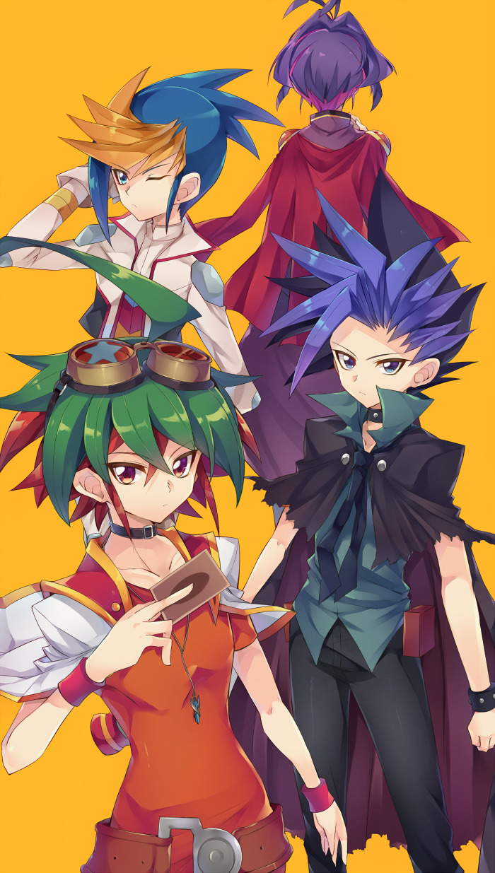 sakaki yuya, ute, joeri, and hugo (yu-gi-oh! and 1 more) drawn by rento_(rukeai)