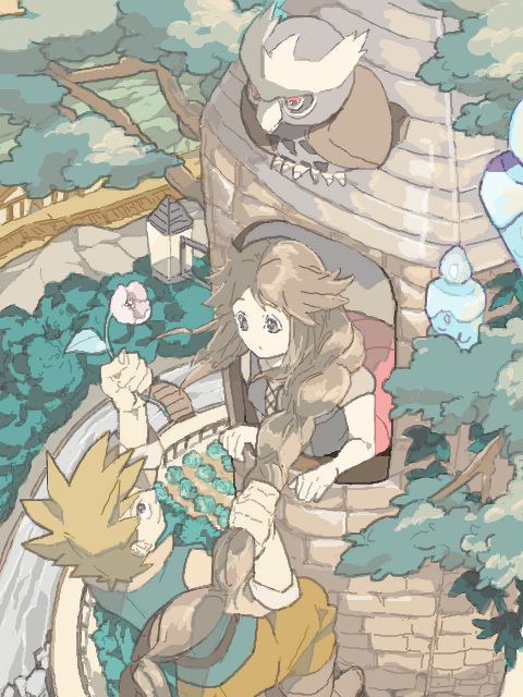 blue oak, leaf, litwick, noctowl, and rapunzel (pokemon and 2 more) drawn by rotasu