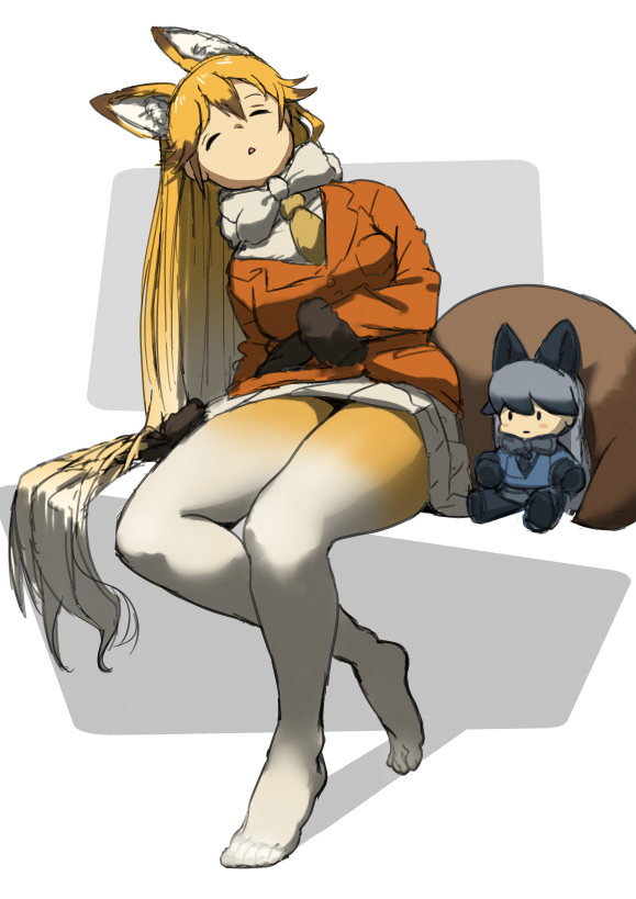 silver fox and ezo red fox (kemono friends) drawn by hatch_(hatch_box)