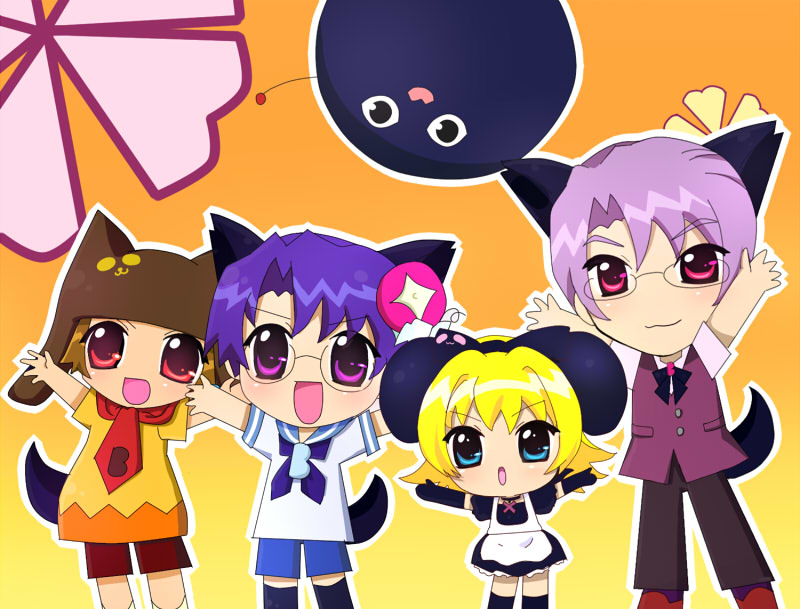 piyoko, nazo gema, ky schweitzer, coo erhard, and rik heisenberg (di gi charat and 1 more) drawn by u-no