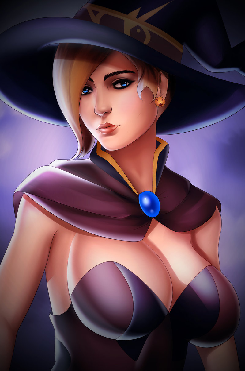 mercy and witch mercy (overwatch and 1 more) drawn by v1mpaler