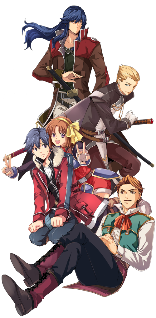rean schwarzer, anelace elfead, arios maclaine, alan richard, and cassius bright (eiyuu densetsu and 4 more) drawn by yurimami