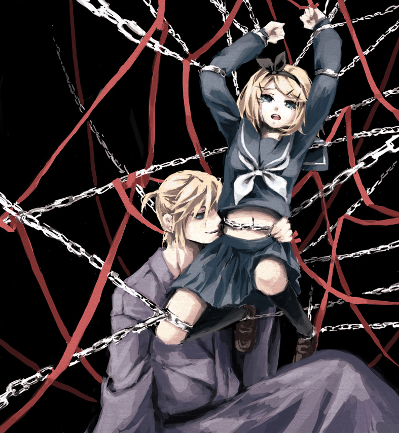 kagamine rin and kagamine len (vocaloid) drawn by senbei_(roof-lock)