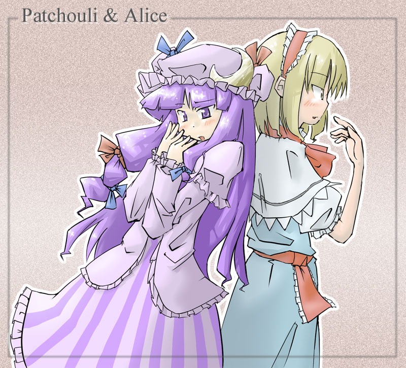 alice margatroid and patchouli knowledge (touhou) drawn by arnest