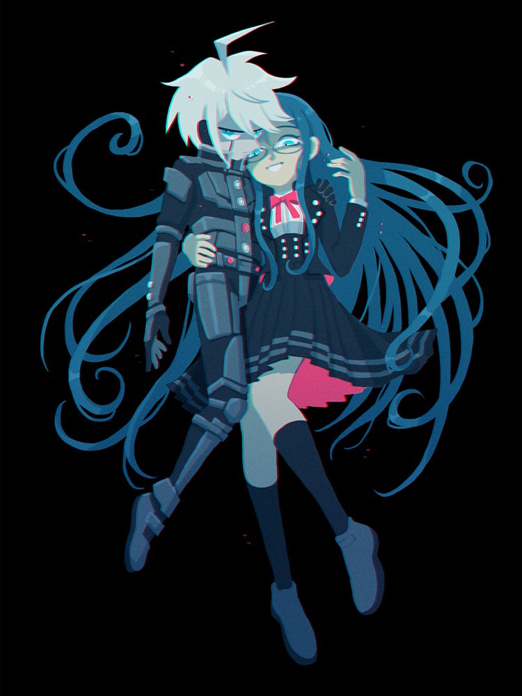 k1-b0 and shirogane tsumugi (danganronpa and 1 more) drawn by gohan_(8823cobalt)