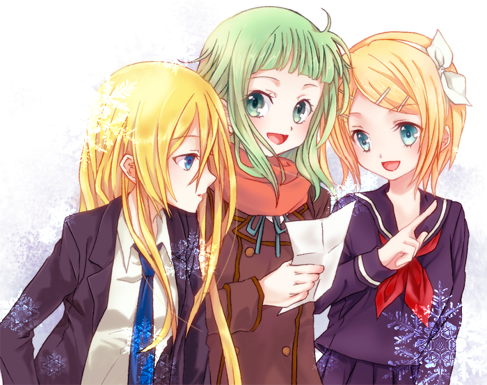 kagamine rin, gumi, and lily (vocaloid) drawn by tsukasa_kinako