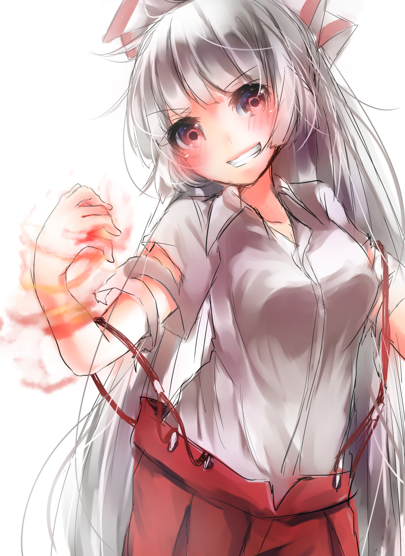 fujiwara no mokou (touhou) drawn by shiromoru_(yozakura_rety)