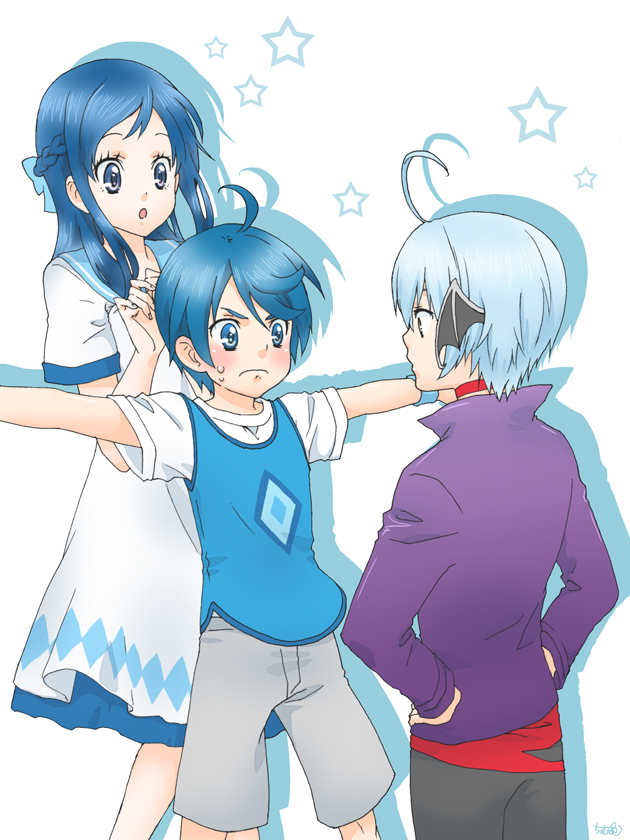 hishikawa rikka, rakeru, and ira (precure and 1 more) drawn by chimu_(chimoon)