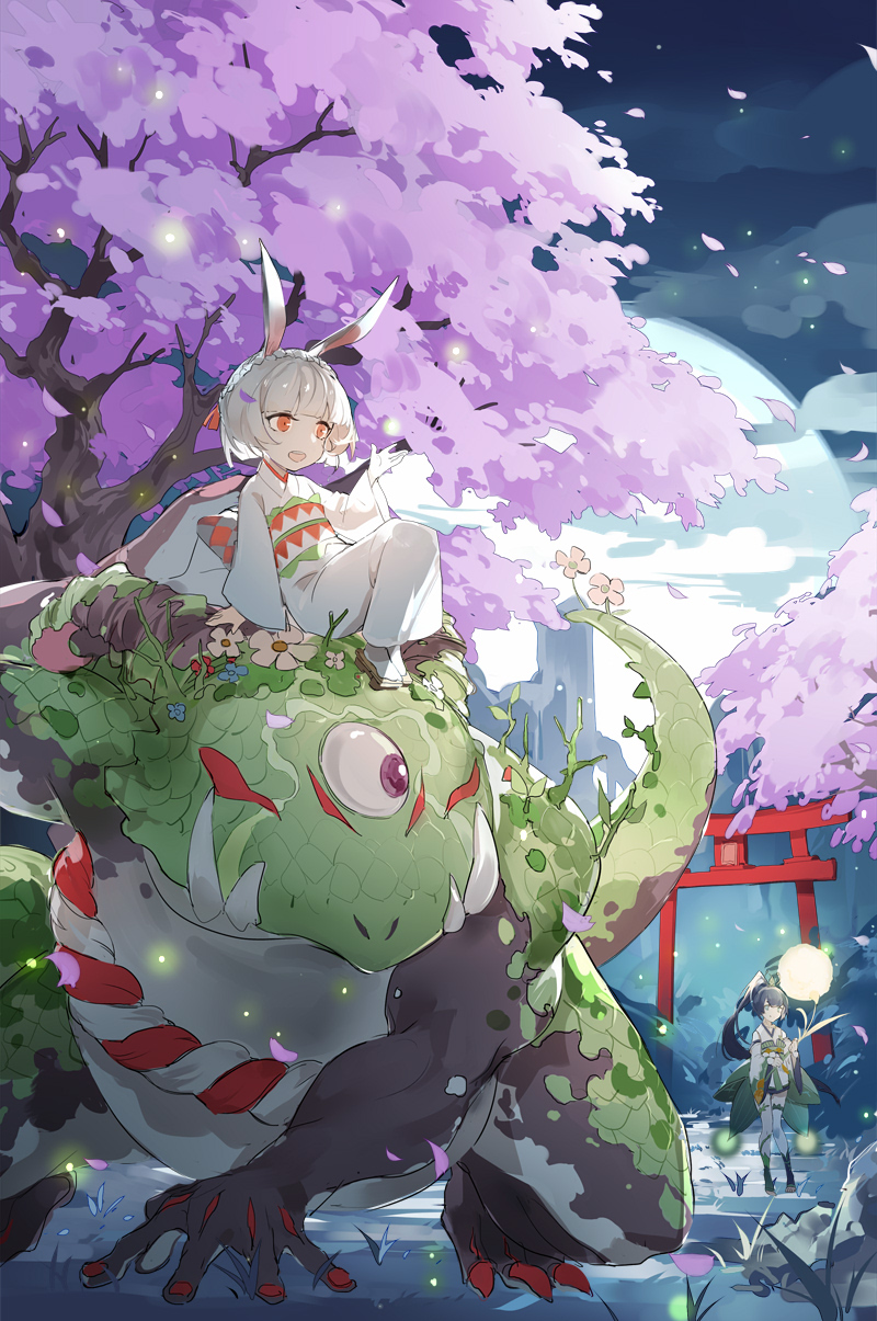 hotarugusa and yama usagi (onmyoji) drawn by nine_(liuyuhao1992)