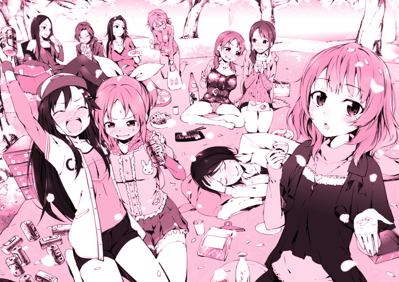takagaki kaede, abe nana, mifune miyu, katagiri sanae, himekawa yuki, and 5 more (idolmaster and 1 more) drawn by u_(the_unko)
