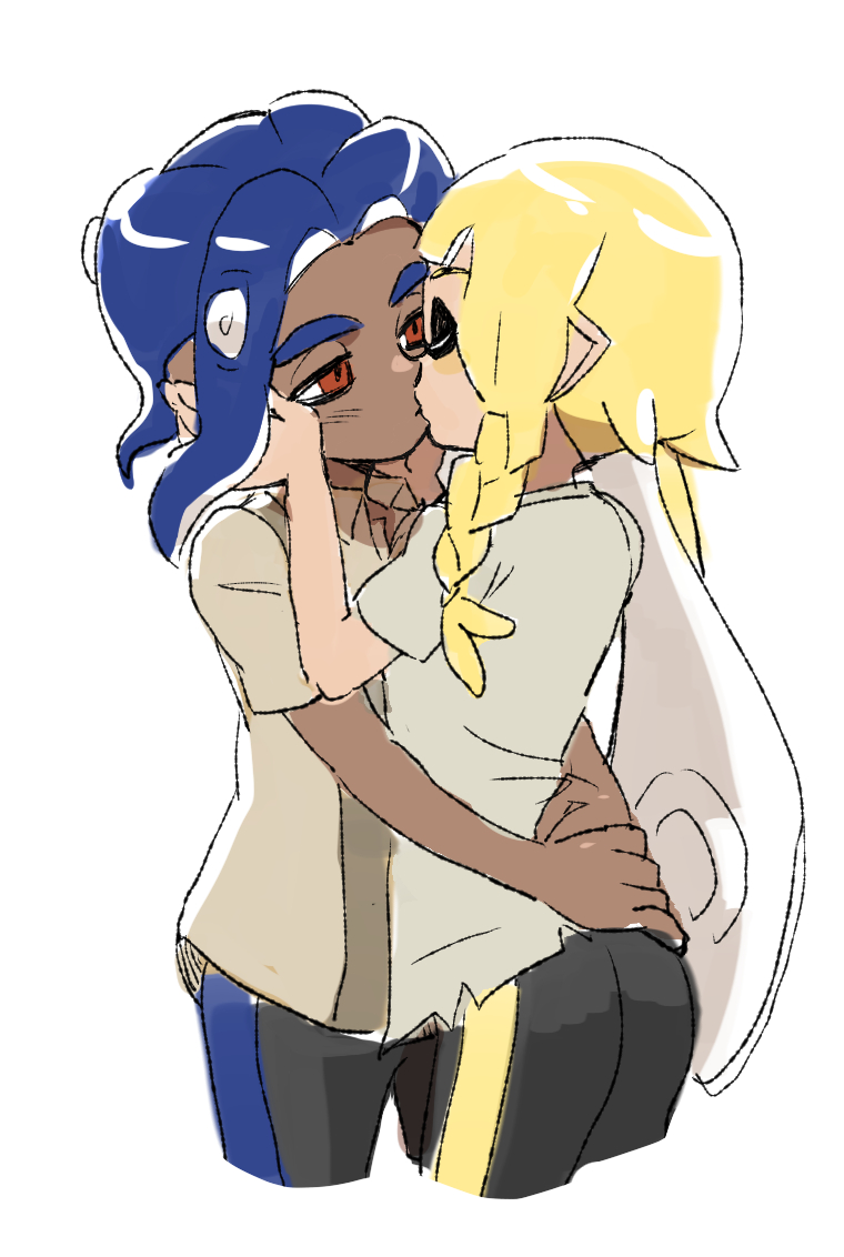 inkling player character, inkling girl, octoling player character, octoling boy, veronika, and 1 more (splatoon and 1 more) drawn by dede_(qwea_00000)