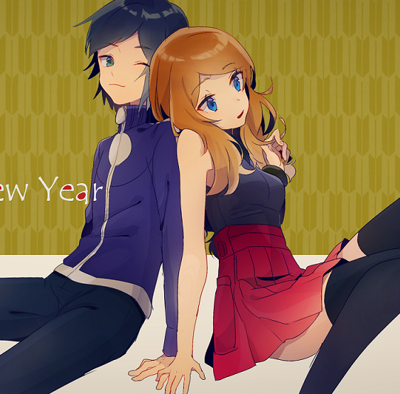 serena and calem (pokemon and 1 more) drawn by nakaba_(mode)