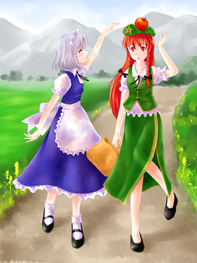 izayoi sakuya and hong meiling (touhou) drawn by fenderu