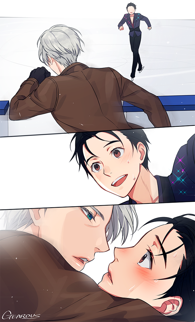 katsuki yuuri and viktor nikiforov (yuri!!! on ice) drawn by gearous