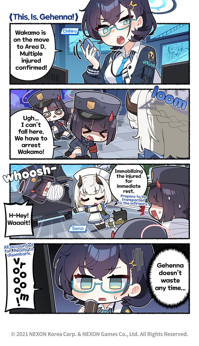 wakamo, chihiro, sena, and prefect team member (blue archive) drawn by donmin_h
