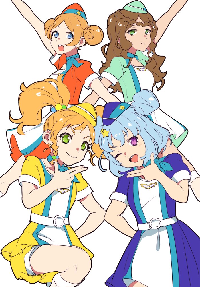 nikaido yuzu, haruka ruka, katsura miki, and akashi saya (aikatsu! and 1 more) drawn by shiontaso