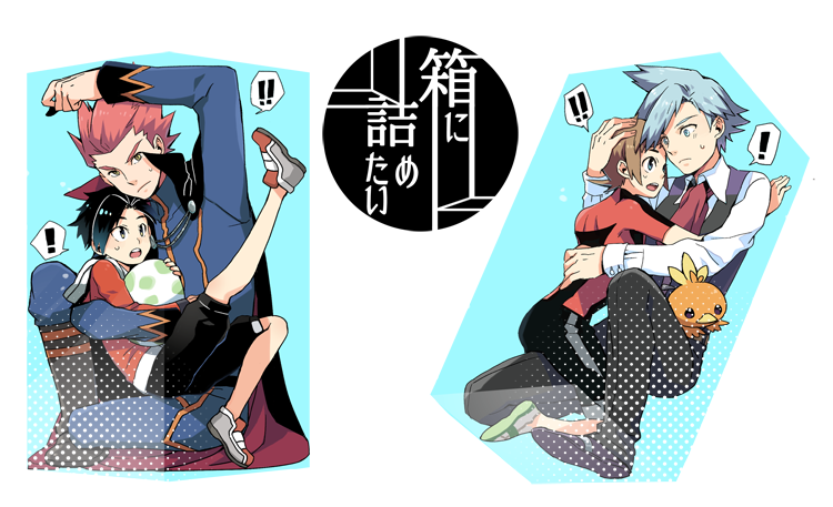 ethan, brendan, torchic, steven stone, and lance (pokemon and 1 more) drawn by xichii