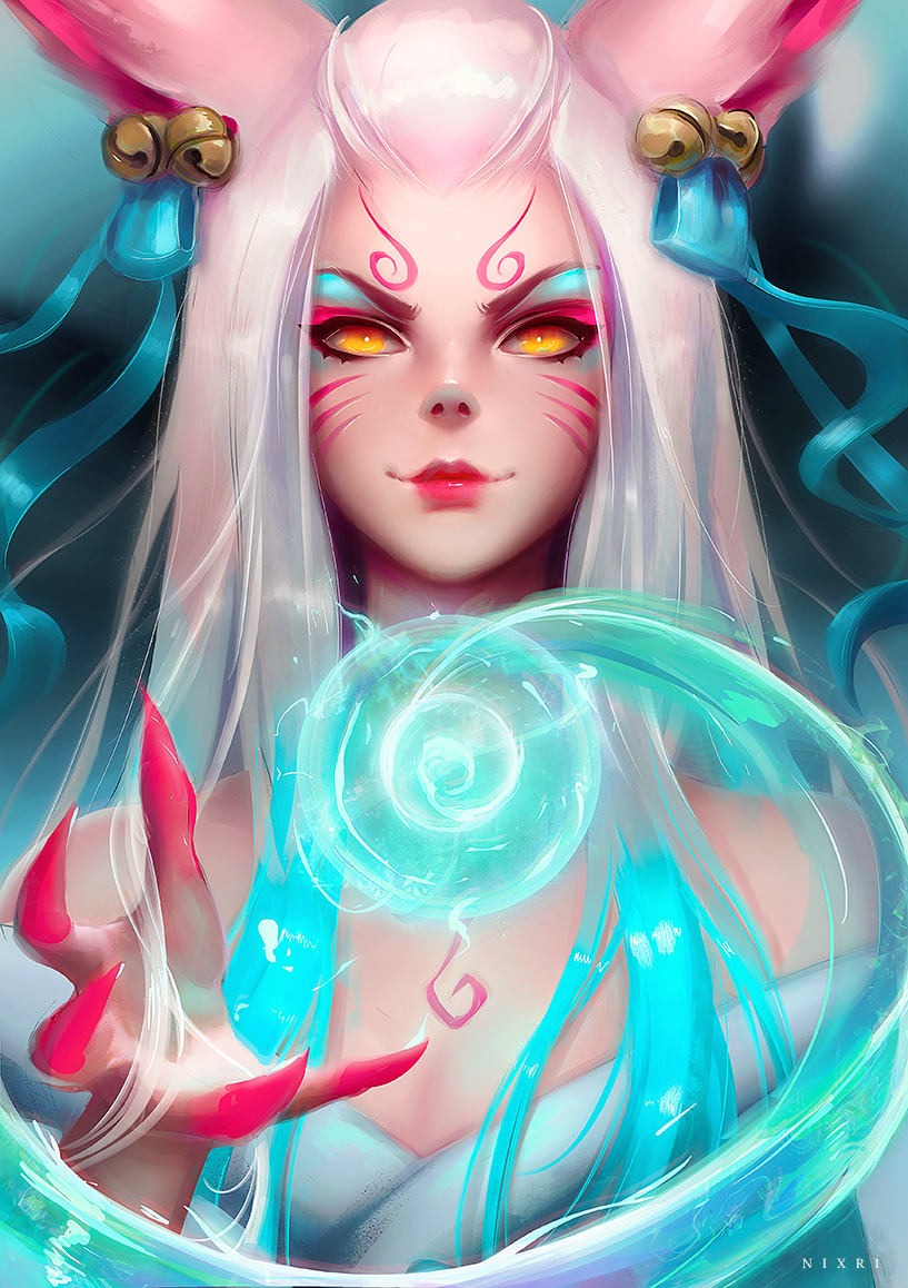 ahri and spirit blossom ahri (league of legends) drawn by nixri