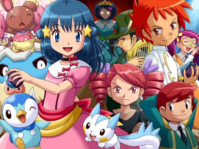 piplup, jessie, pachirisu, buneary, mamoswine, and 7 more (pokemon and 1 more) drawn by pokemoa