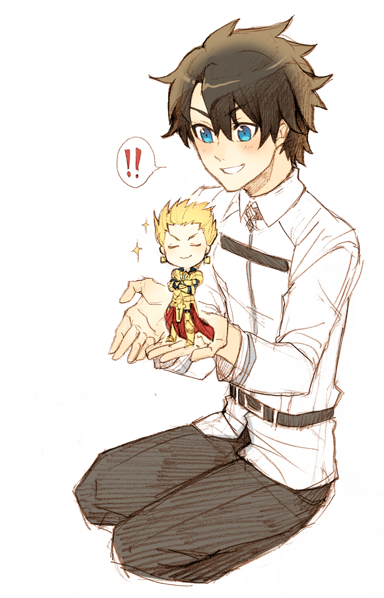 fujimaru ritsuka and gilgamesh (fate and 2 more) drawn by orca9102