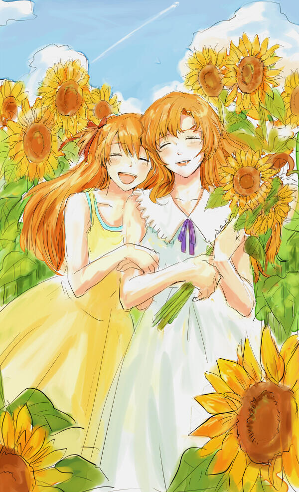 souryuu asuka langley and souryuu kyouko zeppelin (neon genesis evangelion) drawn by hezeo_(suz888)