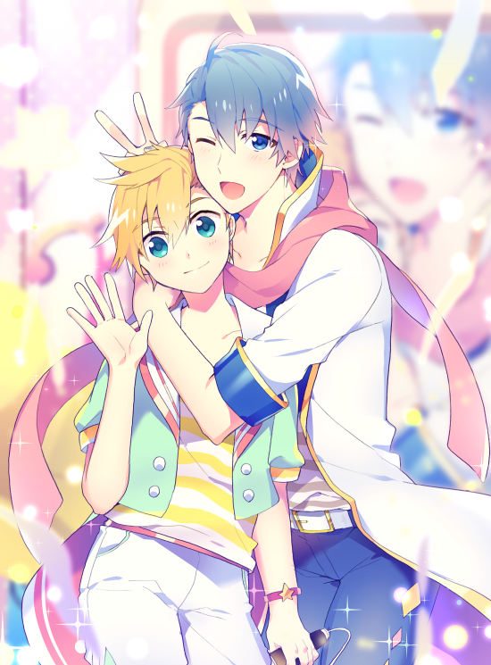 kagamine len and kaito (vocaloid and 2 more) drawn by sinaooo 