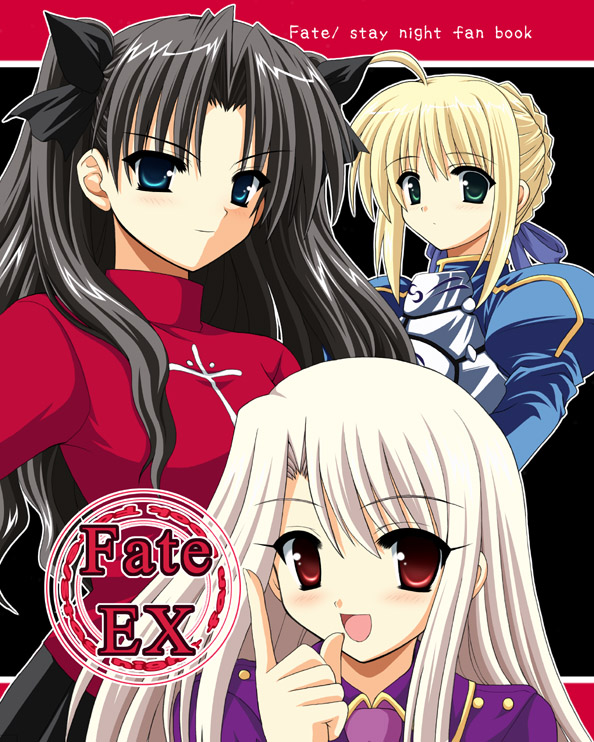 artoria pendragon, saber, tohsaka rin, and illyasviel von einzbern (fate and 1 more) drawn by waiai