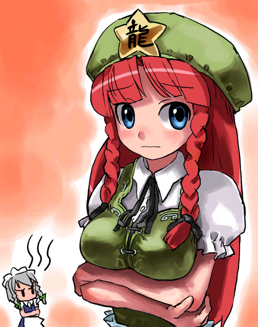 izayoi sakuya and hong meiling (touhou) drawn by hirosato