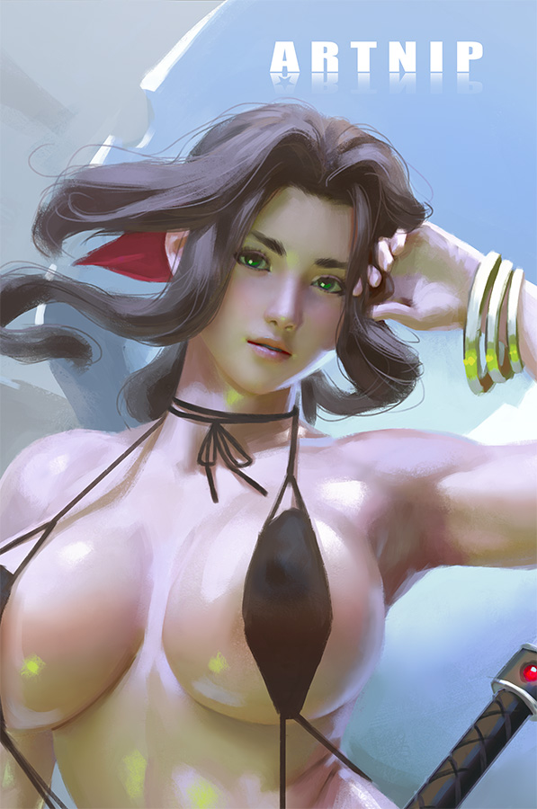aerith gainsborough (final fantasy and 2 more) drawn by artnip