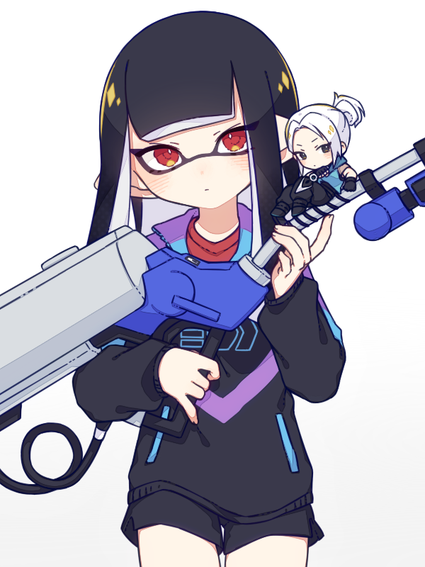 inkling player character, inkling girl, and jett (splatoon and 2 more) drawn by inuowour