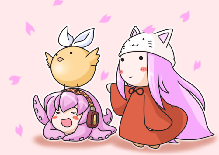 kagamine rin, megurine luka, and takoluka (vocaloid and 2 more) drawn by jack_(slaintheva)