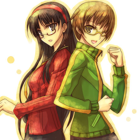 satonaka chie and amagi yukiko (persona and 1 more) drawn by isya