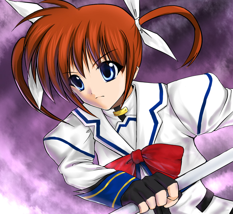 takamachi nanoha and raising heart (lyrical nanoha and 2 more) drawn by ryuushou