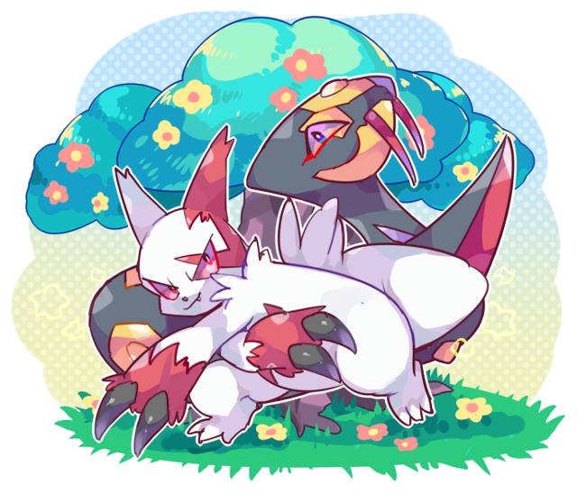 zangoose and seviper (pokemon) drawn by takashino_(noni-nani)