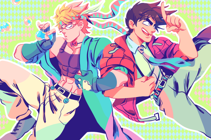 joseph joestar and caesar anthonio zeppeli (jojo no kimyou na bouken and 1 more) drawn by 6hours_(fancycars)